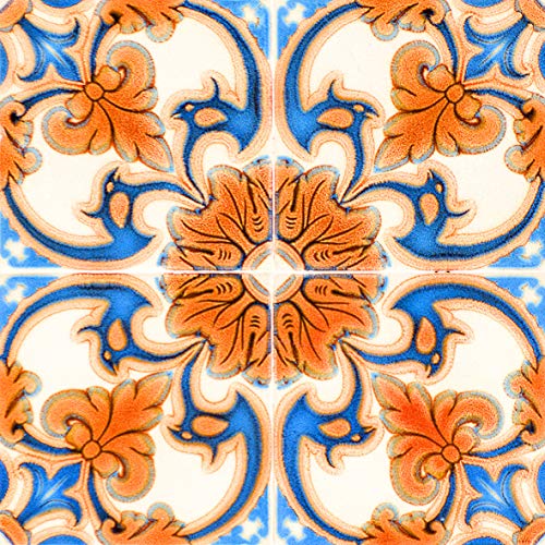 Mi Alma Backsplash Peel and Stick Tile Stickers 24 PC Set Authentic Tile Decals Bathroom & Kitchen Vinyl Wall Decals Easy to Apply Just Peel & Stick Home Decor (4x4 Inch , Vintage Orange H7)