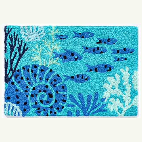 Home Comfort Aquamarine Fish & Coral Accent Rug
