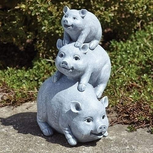 Roman Garden items Pigs Garden Statue, one Size, Light Gray