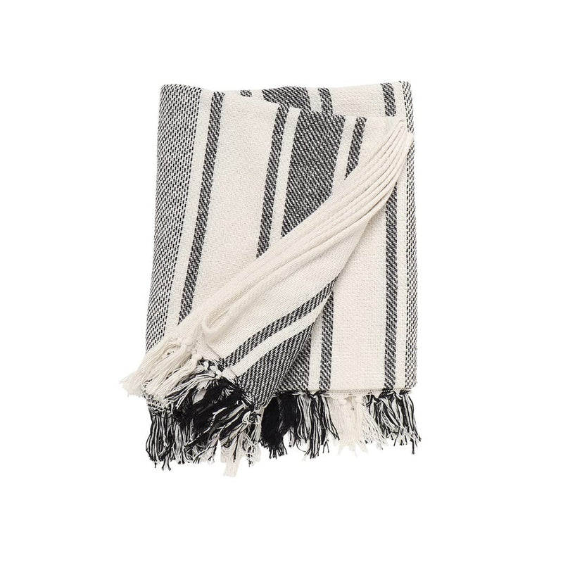 Striped 100% Cotton Throw with Fringes