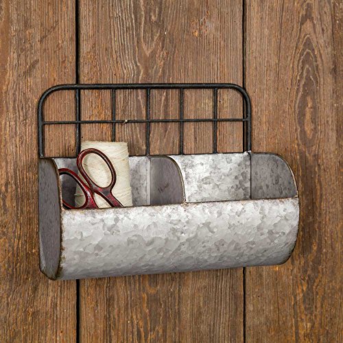 CTW Industrial Farmhouse Chic Small Divided Wire Back Wall Bin/Shelf