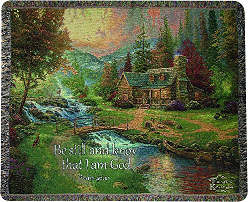 Manual Woodworkers & Weavers Tapestry Throw, Psalm 46:10, 50 x 60-Inch, Mountain Paradise Scripture