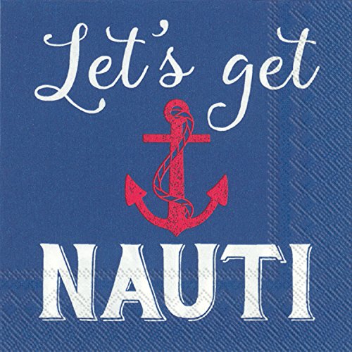 Boston International Rosanne Beck Collections Cocktail Beverage Paper Napkins, 5" x 5", Lets Get Nauti