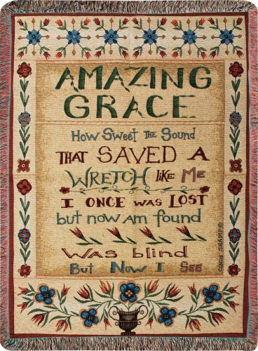 Manual  50 x 60-Inch Tapestry Throw with Fringe, Amazing Grace