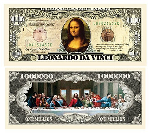 American Art Classics Leonardo Davinci Million Dollar Bill - Comes in Currency Holder - Best Gift for Da Vinci Fans