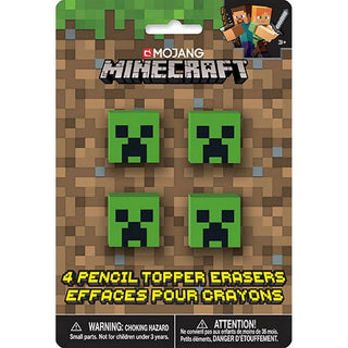 Unique Industries 307614 Minecraft Pencil Top Eraser Pack of 4