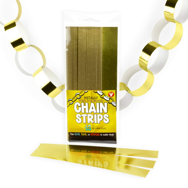 Hygloss Products Super Chain Strips 1" x 8" 48 Metallic Gold Foil Board