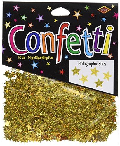 Beistle Gold Holographic Stars Confetti, 1/2-Ounce