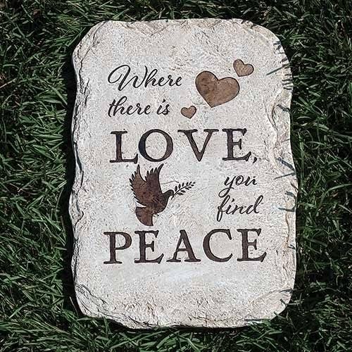 Roman Love to Peace Stepping Stone, 12.5-inch Height, Garden Decoration