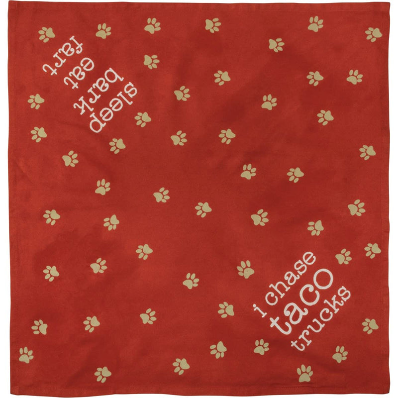 Primitives by Kathy Reversible Pet Bandana - I Chase Taco Trucks and Sleep Bark Eat Fart, 21" x 21" Large