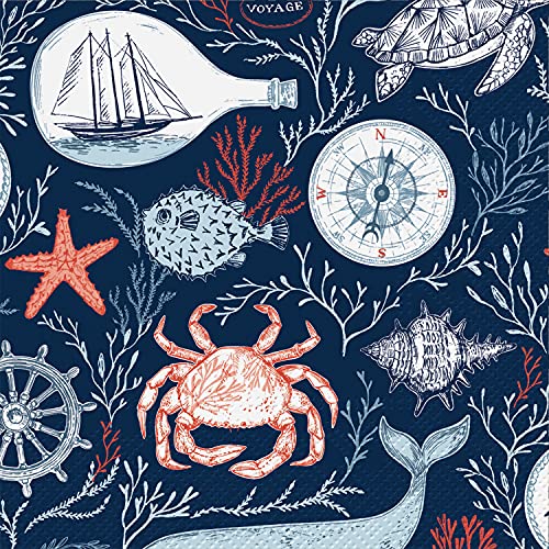 Abbott Collection  88-L-302000 Luncheon Sail Napkins. 20 Pack, Blue