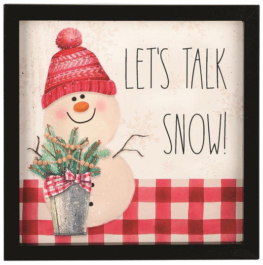 Blossom Bucket 228-30351 Let'S Talk Snow W/Christmas Greens Framed Sign, 8-inch Square