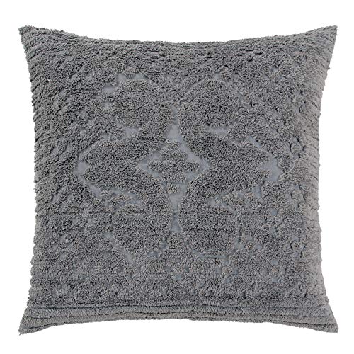 Better Trends Ashton Collection is Super Soft and Light Weight in Medallion Design 100 Pecent Cotton Tufted Unique Luxurious Machine Washable Tumble Dry, Euro Sham, Gray