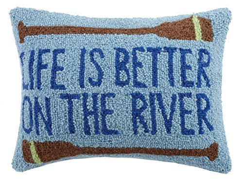 Peking Handicraft Life is Better On The River Hook Pillow, Multicolored