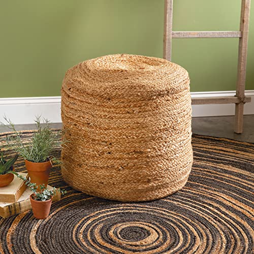 CTW Colonial Tin Works 510573 Natural Jute Floor Pouf, 19.50-inch Diameter,