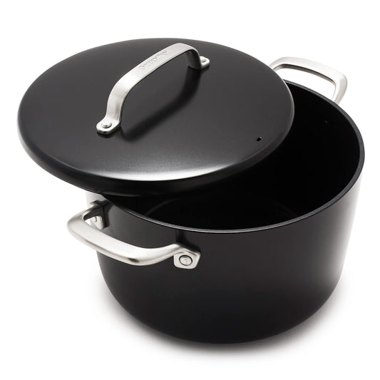 GreenPan GP5 Hard Anodized Healthy Ceramic Nonstick 8QT Stock Pot with Lid, PFAS-Free, Induction, Dishwasher Safe, Oven Safe, Black