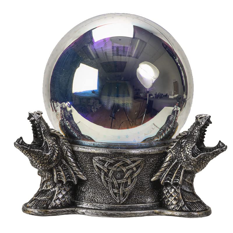 Pacific Trading Giftware Dragon Stars Magic Ball Figurine, 5.25-inch Diameter, Hand Painted Resin, Table Decoration