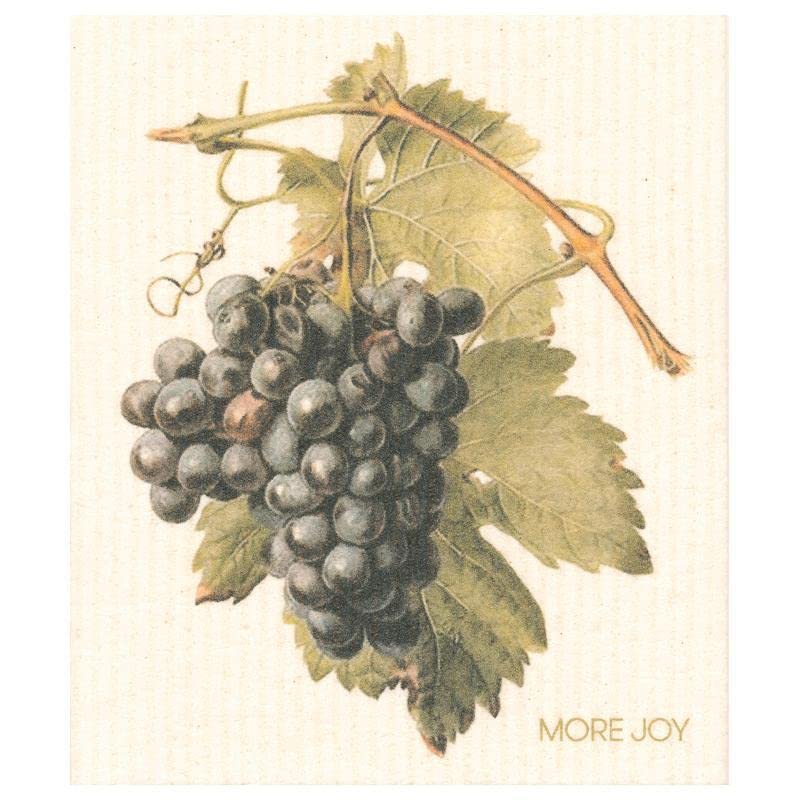 North Ridge Marketing More Joy - Eco-Friendly Swedish Dishcloths, Pack of 2 Food and Wine Theme (Wine Grapes)
