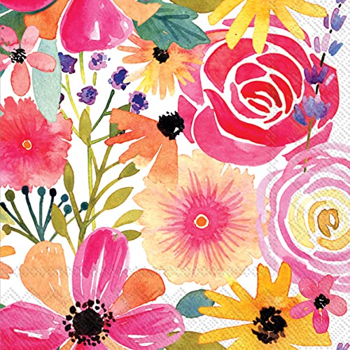 Boston International IHR 3-Ply Paper Napkins, 20-Count Lunch Size, Floral Frenzy