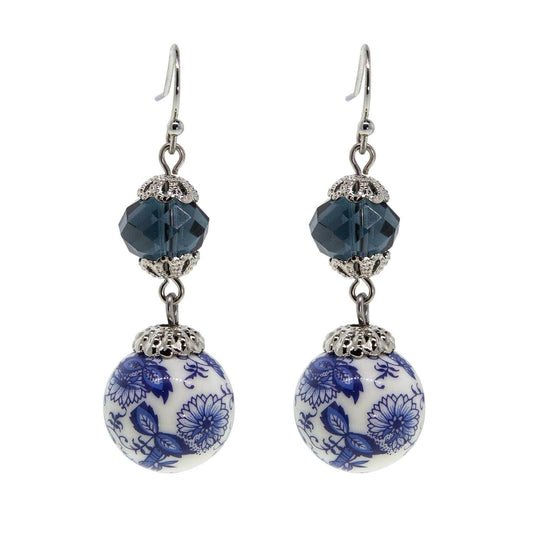 1928 Jewelry Montana Dark Blue and Blue Willow Beaded Drop Earrings