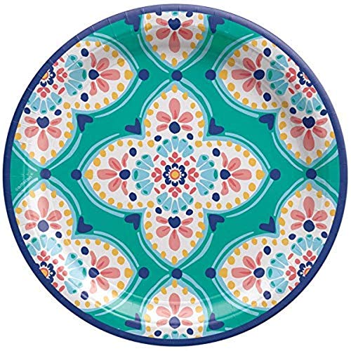 Amscan Boho Vibes Round Paper Party Plates - 10 1/2" | Pack of 8