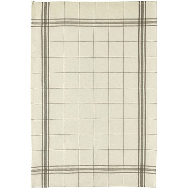 Coucke French Cotton and Linen Towel, MBA Brown Plaid, 20-Inches by 30-Inches, Brown