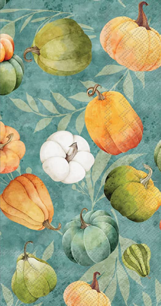 IHR Ideal Home Range Dinner Napkins Disposable 3-Ply Paper Guest Towels Buffet Napkins, 8.5" x 4.5", Rolling Pumpkins, 16 Count