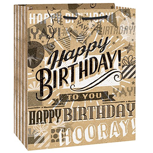Unique Industries Kraft Paper Happy Birthday Gift Bag