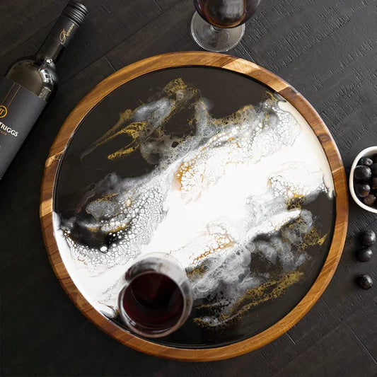 Lynn & Liana Designs Acacia Lazy Susan Onyx, 16-inch Diameter, Serveware, Kitchen