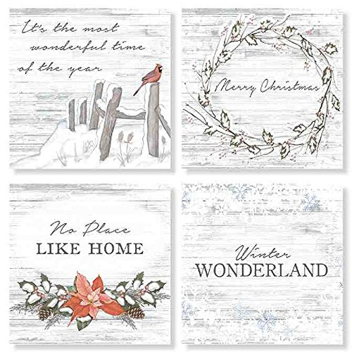Carson Winter Cardinal Square House Coaster Set, Multicolor,
