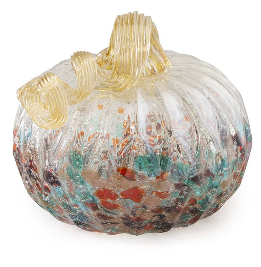 Boston International Decorative Tabletop Glass Pumpkin, 5 x 4.25-Inches, Mottled