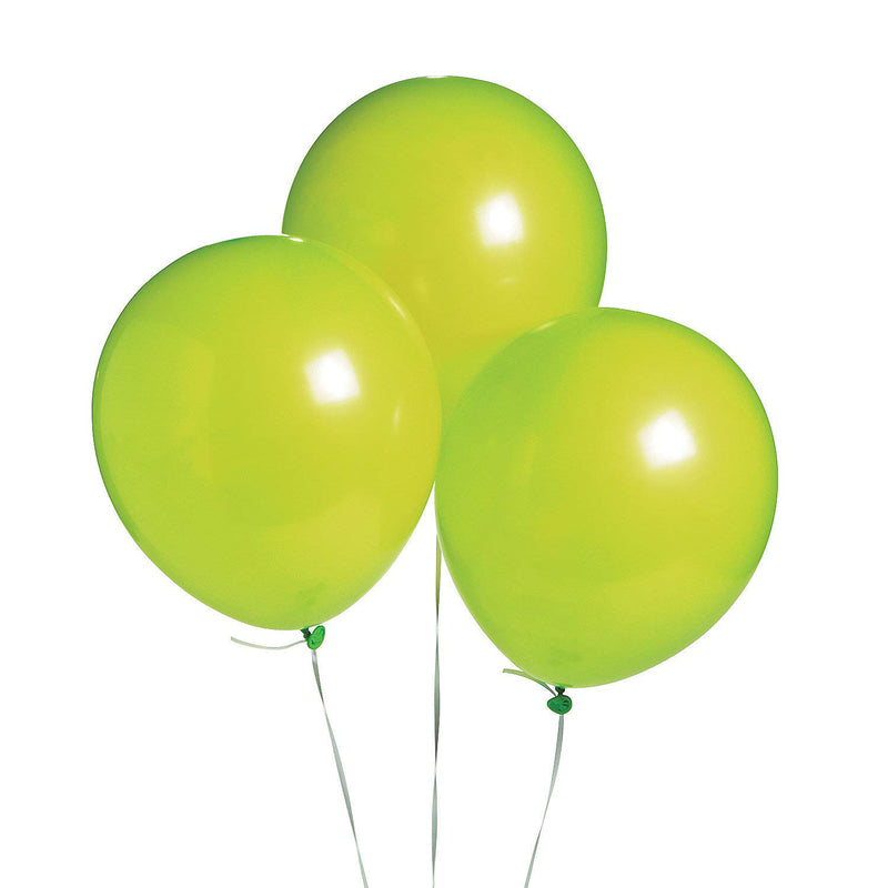 Fun Express - 11" Lime Green Latex Balloons (2dz) for Party - Party Decor - Balloons - Latex Balloons - Party - 24 Pieces