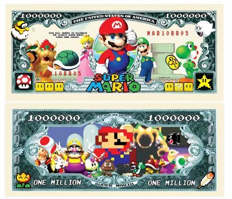 American Art Classics Super Mario Brothers Million Dollar Bills - Pack of 50 - Best Gift for Fans of This Awesome Game