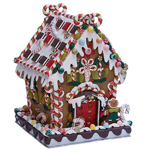 Kurt Adler 8 5/8-Inch Claydough and Metal Candy House with C7 UL Lighted Decorations
