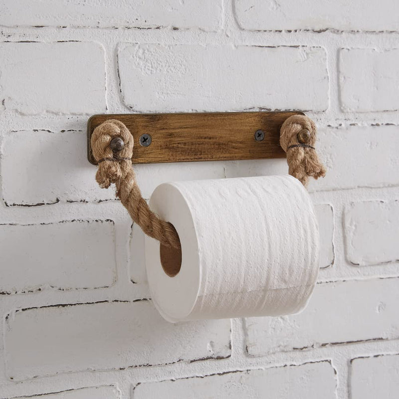 CTW Home Collection 370688 Antique Brass Toilet Paper Holder with Jute Rope, 8-inch Width