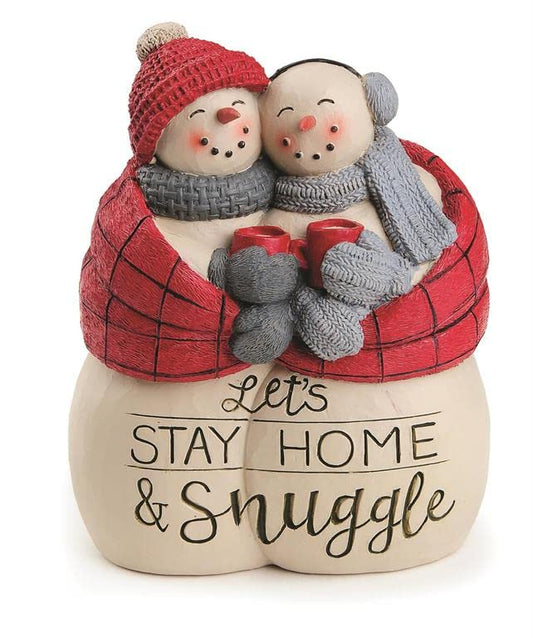 Blossom Bucket 228-13521 Let's Stay Home and Snuggle Christmas Snowcouple Figurine, 5-inch Height
