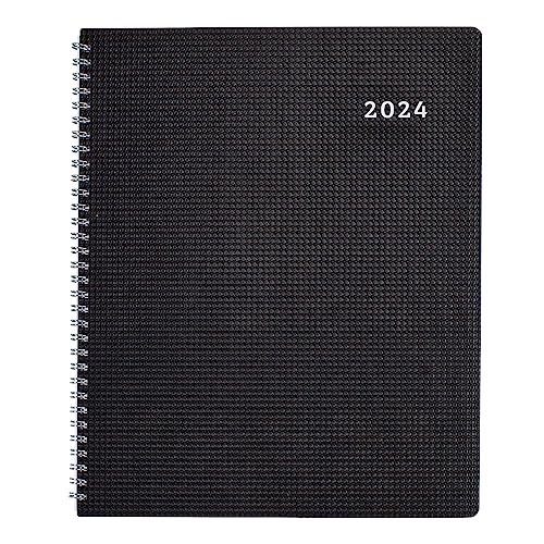 Rediform Brownline Duraflex Monthly Planner 2023 with 14 Months December 2023 to January 2025, Twin-Wire Binding and Poly Cover, 8.53-inch Height, Black