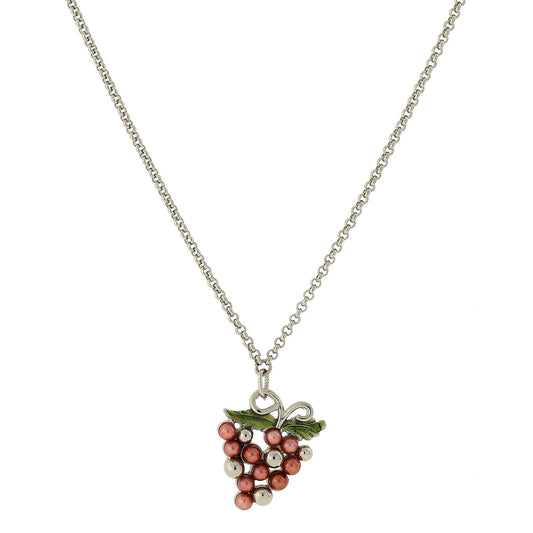 1928 Jewelry Purple Grapes Pendant Necklace 16" + 3" Extender
