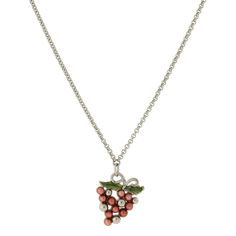 1928 Jewelry Purple Grapes Pendant Necklace 16" + 3" Extender