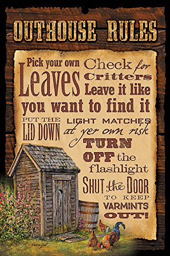 Wild Wings(WI) Outhouse Rules 8" x 12" Wood Sign by Valeria Yost