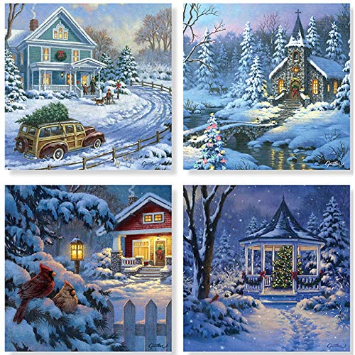 Carson"Winter Building" Square House Coaster Set