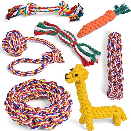 FUN LITTLE TOYS Dog Rope Toys Dog Chew Toys Dog Toy Set for Medium Large Dogs Pet Rope Toys 7 pcs