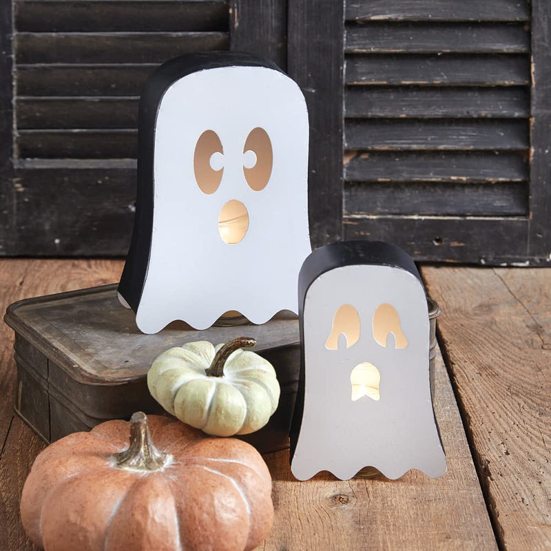 CTW Home Collection Ghost Votive Luminaries, Set of 2, Metal, Candle Holder, Halloween Decor