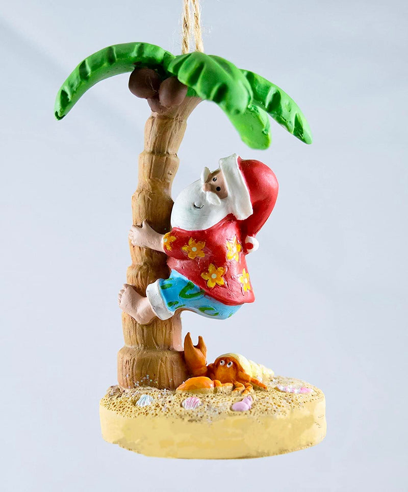 Cape Shore ChriBeachy Santa Climbing Coconut Palm Tree Christmas Holiday Ornament