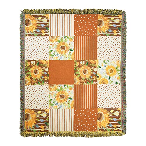 Manual ATFSF Fall Sunflower Fields Woven Throw, 60-inch Length