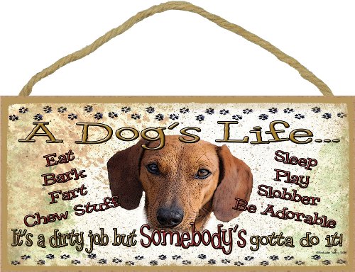 Blackwater Trading Brown Dachshund A Dog's Life It's A Dirty Job Pet Dog Sign Plaque 5"x10" Funny