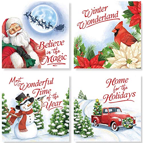 Carson Christmas Wonderland Square House Coaster Set of 4