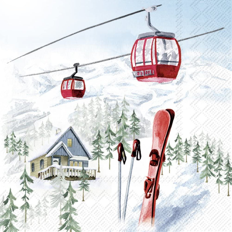 IHR Ideal Home Range Cocktail Disposable 3-Ply Paper Beverage Napkins, 5" x 5", Snowy Holidays