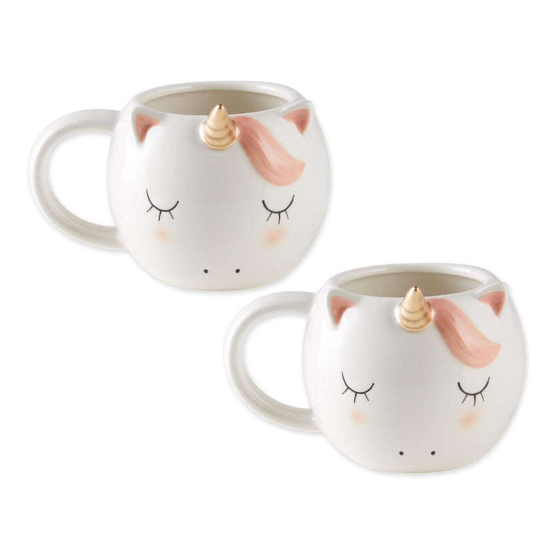 DII Ceramic Gift Mug Collection Hand Painted Funny Shaped Tea/Coffee Cup Set, 12 Ounce, Unicorn, 2 Piece