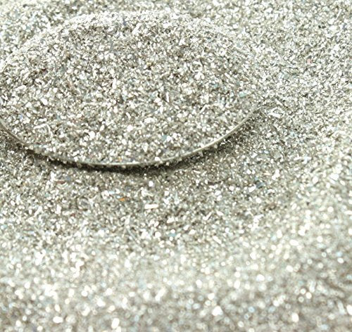 Meyer Imports Crushed Glass Glitter for Arts and Crafts - Broken Glass German Silver Glitter for Resin Craft Art / Tumblers/ Nail Art / DIY Jewelry Making - Silver - 1 OZ Jar - 90 Grit